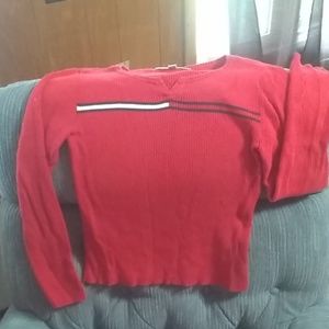 TOMMY Ribbed fitted red shirt